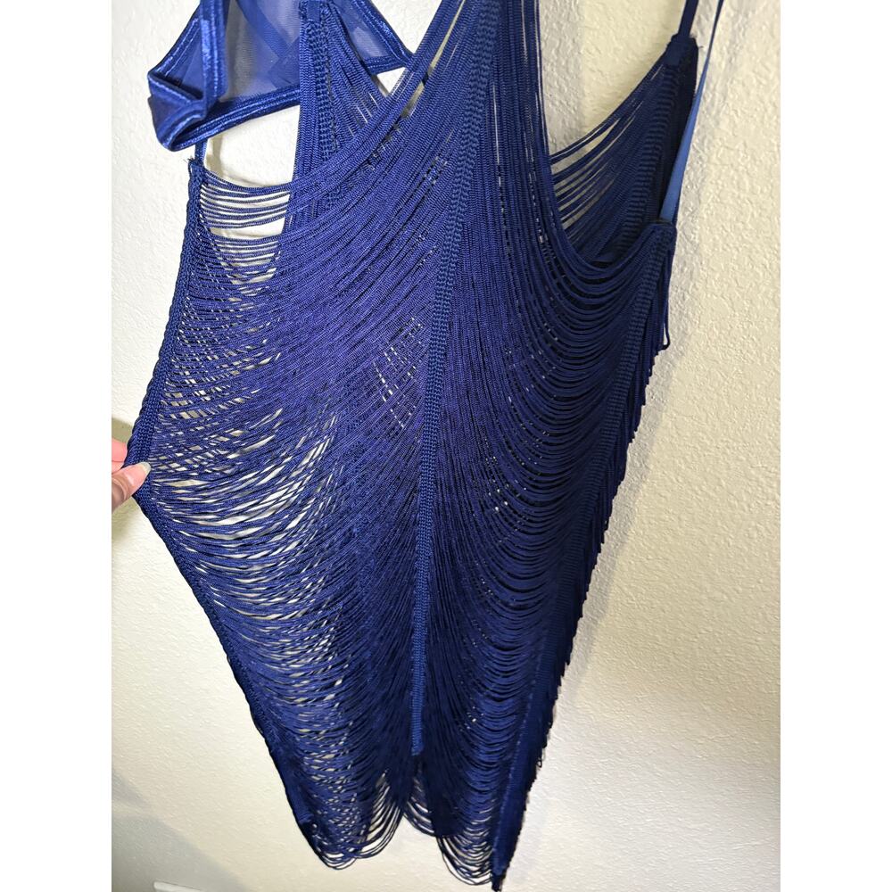 Dreamgirl Navy Fringe Mini Dress with Matching Panty – Size S - Picture 11 of 15